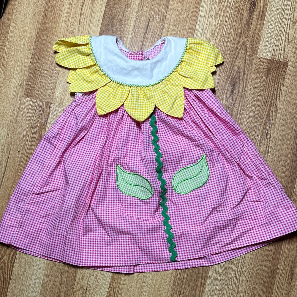 Austin & Ashley Pink Gingham Dress with Sunflower Collar